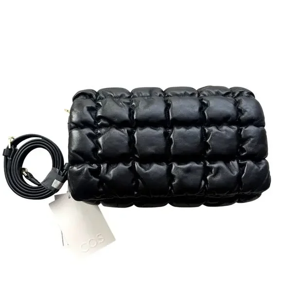 Cos Quilted crossbody bag black leather - Picture 1 of 4